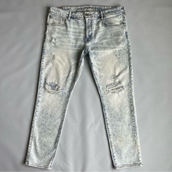 American Eagle Acid Wash Skinny Distressed Men’s Flex Jeans Men’s Size 40x32 - Picture 1 of 11